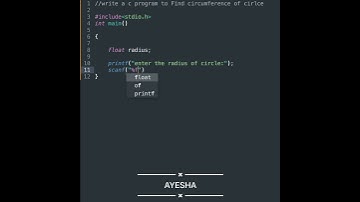 C program to find circumference of circle#c#shorts#codewithayesha