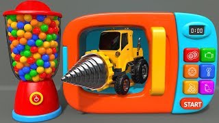 Learn Colors with Yellow Drill Construction Vehicle Toys Assembly Car and Microwave Toy | ZORIP
