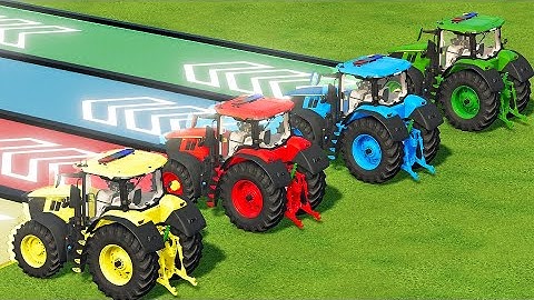 TRANSPORT OF COLORS ! SUPER FAST TRACTORS vs RAMP vs ANIMALS ! Farming Simulator 22