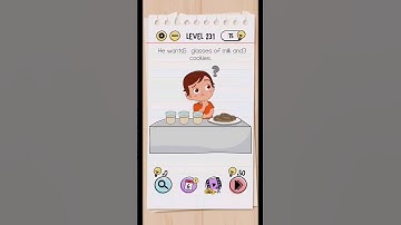 He wants 5 glasses of milk and 3 cookies | Brain Test Level 231