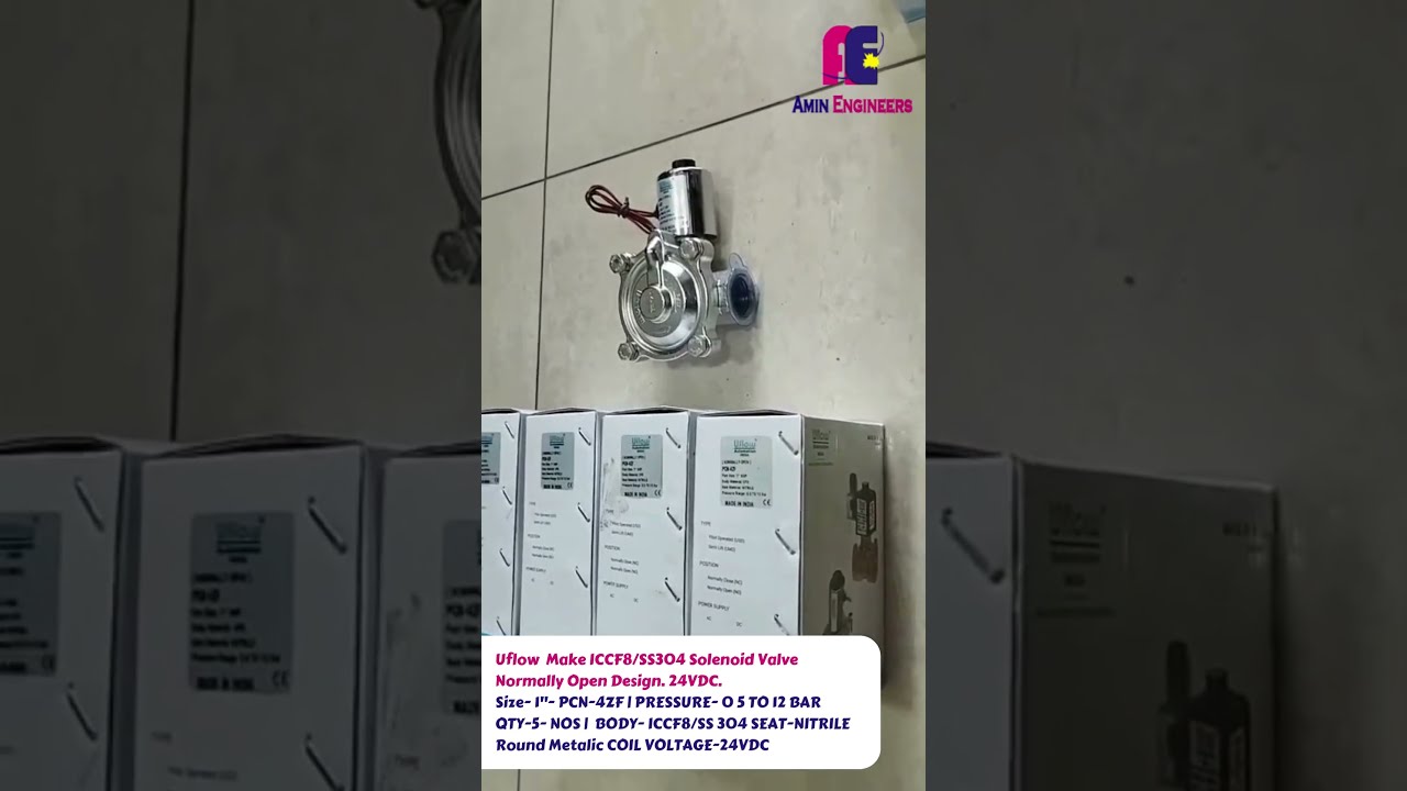 Uflow Normally Open Solenoid Valve 1 24VDC ICCF8 SS304 Body Nitrile Seat 5 Units Ready