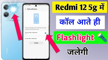 Redmi 12 5g me incoming call flashlight setting kaise on kare /how to on flashlight setting in redmi