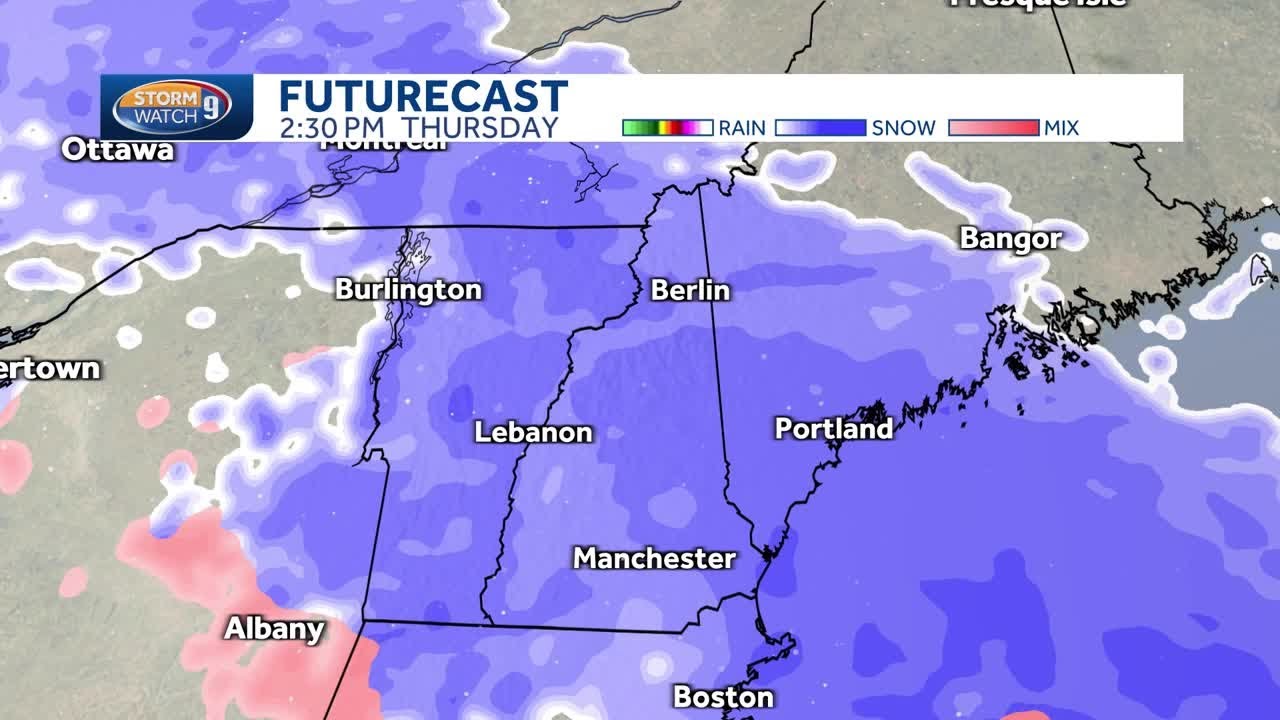 New Hampshire hourly weather: Snow to push through state Thursday - YouTube
