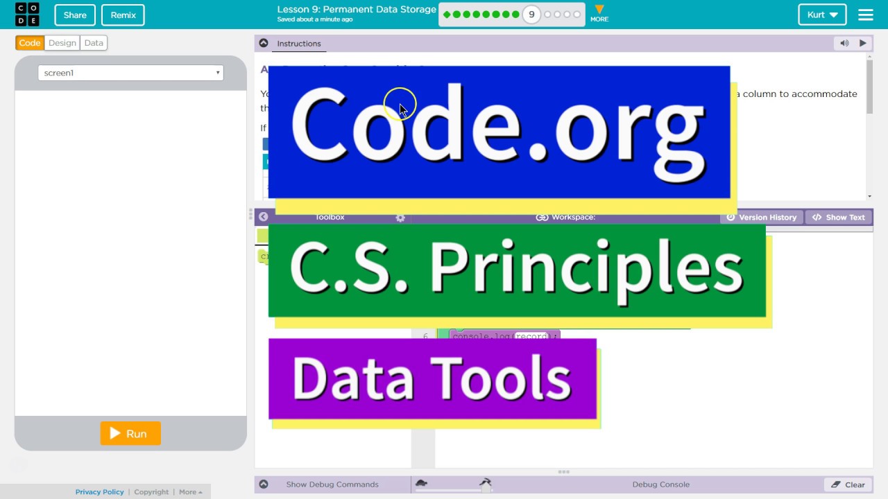 Permanent Data Storage Lesson 9.9 Tutorial with Answers Code.org CS ...