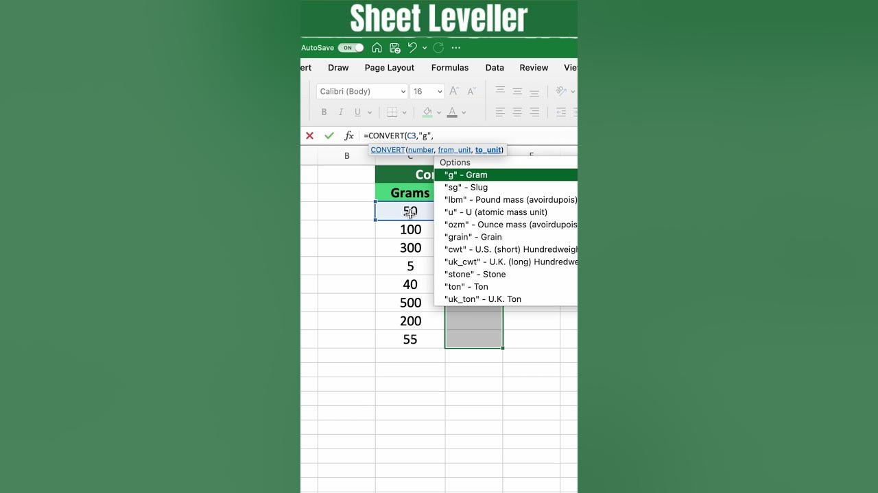how-to-convert-grams-to-ounces-in-excel-youtube