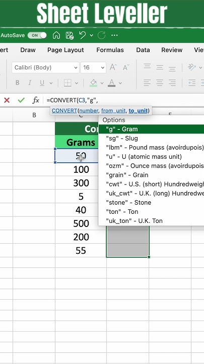 how-to-convert-grams-to-ounces-in-excel-youtube