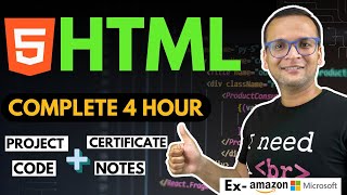 🚀 🔥 HTML Complete Course (2024) for Beginners | Projects | Notes | Github | Certification