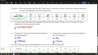 7.3 - Modelling Data Using Exponential Functions