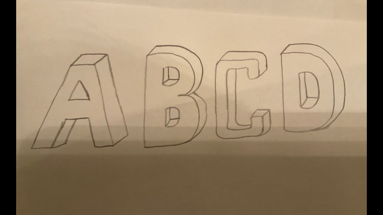 アルファベットを立体的に描く方法 A B C D 超簡単 Youtube