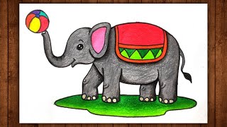 Elephant Drawing || Elephant Drawing Colour || Hathi Ka Chitra