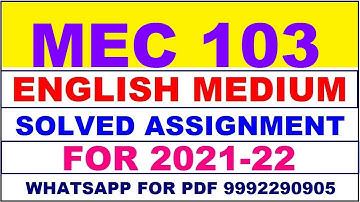MEC 103 Solved Assignment 2021-22 in ENGLISH,  Whatsapp For Pdf  9992290905.