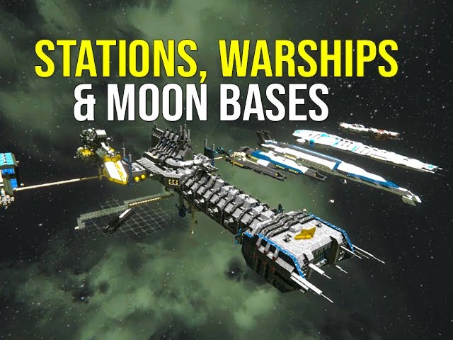 Stations , Warships & Moon Bases Lunacy Server Tour Pt2 - Space Engineers 