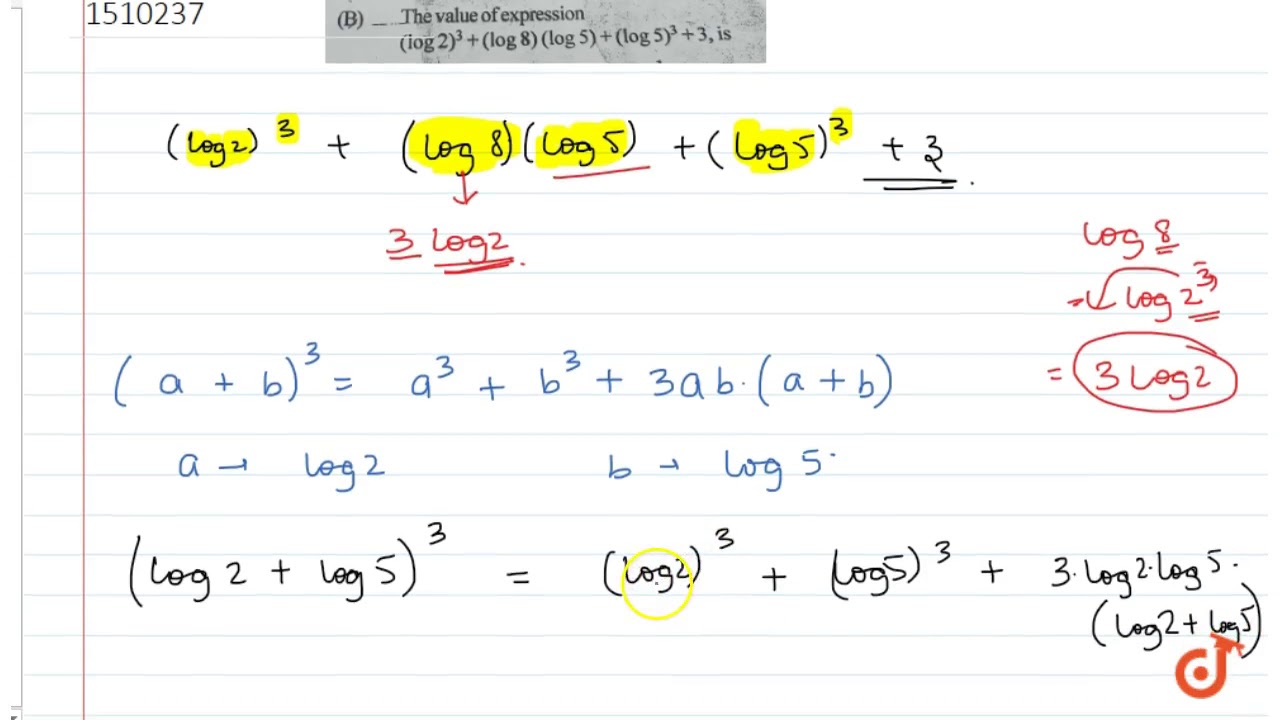 B The Value Of Expression Log2 3 Log 8 Log 5 Log 5 3 3 Is Youtube B The Value Of Expression Log2 3 Log 8 Log 5 Log 5 3 3 Is Youtube