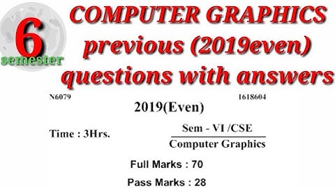 computer graphics |6th semester |bihar polytechnic |previous year (2019even) |objective QN.with ANS.