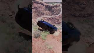cars rolling down a cliff after hitting flip ramp #shorts