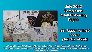 Adult Colouring Book Completed Pages July 2022 (83 pictures and 30 books)