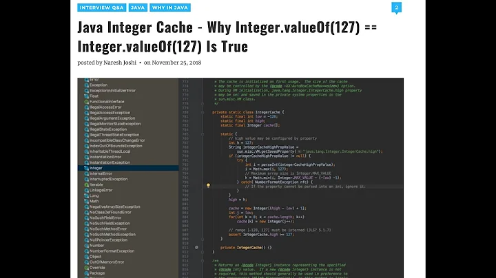 Java Integer Cache - Why Integer.valueOf(127) == Integer.valueOf(127) Is True | Programming Mitra