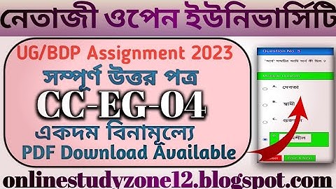 UG/BDP Assignment 2023 CC-EG-04 PDF Download Available/#nsouassignment #nsou #nsouonline #exam