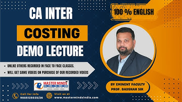 Free Demo Lecture | CA Inter | Costing | 100% English | P1239