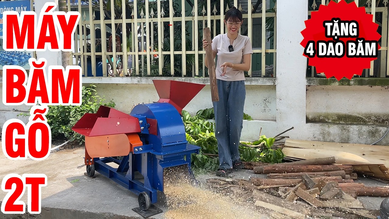 🔥 Máy Băm Gỗ Đa Năng 2T – Cành Cây, Gỗ Khô Vào Là Thành Dăm Gỗ Ngay | Test Thực Tế