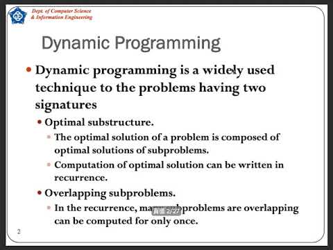 Dynamic Programming I (2020/03/31_Part I) - YouTube