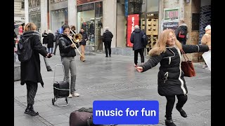 singing and dancing on the streets of Belgrade