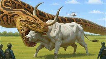 Heroic Rescue Team Saves Helpless White Bull From Massive Python Attack in Peaceful Green Meadow