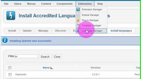 idiomas en el administrador