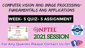 Computer Vision And Image Processing - Fundamentals And Applications | Week 5 Answers 2021 | NPTEL