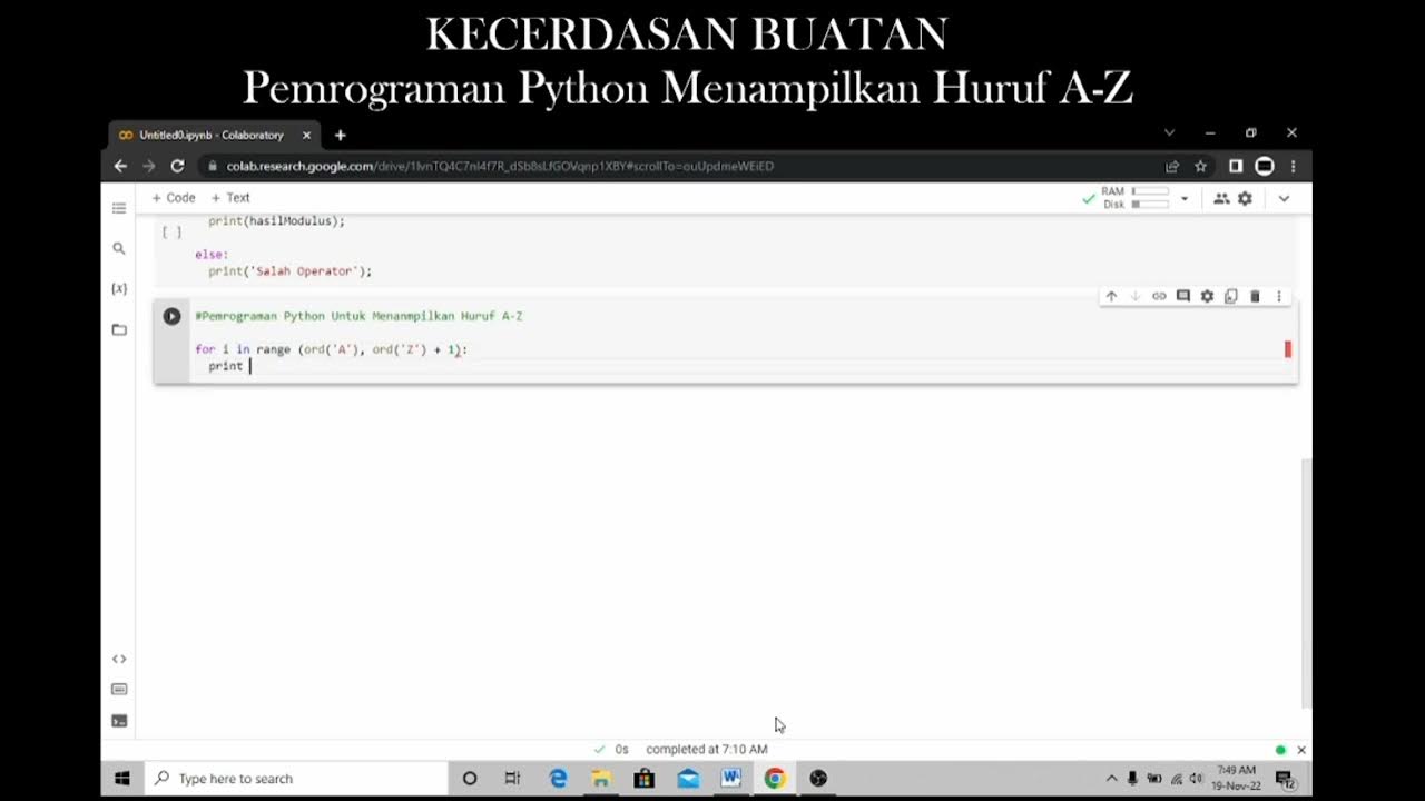 #4 Pemrograman Python Untuk Menampilkan Huruf Abjad A-Z °TUGAS ...