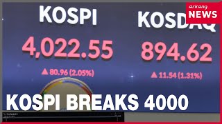 Kospi Pes 4,000 Mark For First Time