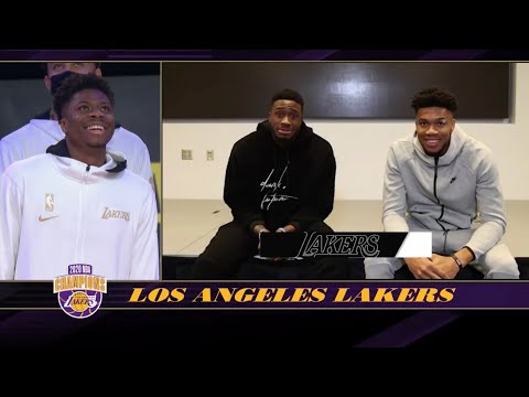 Giannis & Thanasis congratulate their brother Kostas on his Lakers championship ring