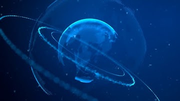 Digital Planet With Rings 02 Motion Graphics