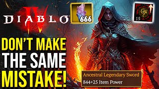 Diablo 4 - Start Doing This Now! This Huge Mistake Will Waste 100s of Hours &amp; Secret Best Weapons