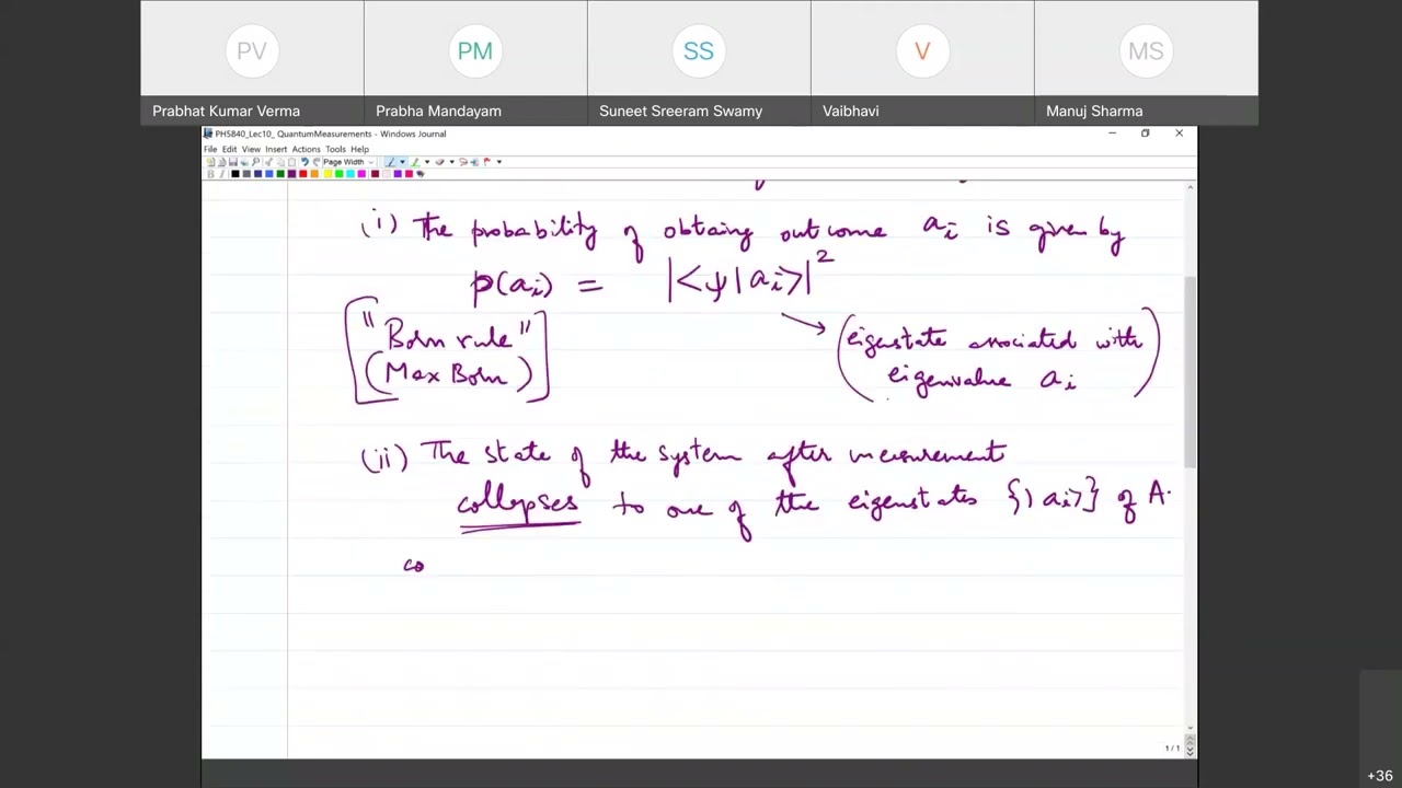 Quantum Computation and Quantum Information: Lecture 10 (Quantum Measurements)