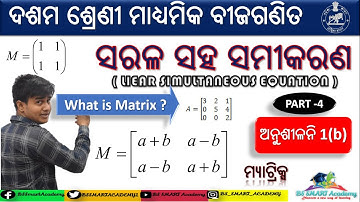 🔴ସରଳ ସହ ସମୀମକରଣ ||  MATRIX || simultaneous equation in Odia || 10th class math Odia || exercise 1(b)