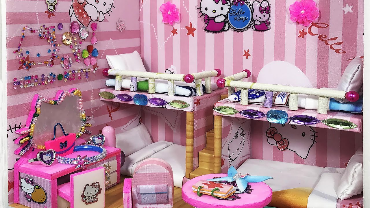 Hello Kitty Room Simple Diy Miniature Dollhouse Not A Kit