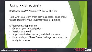 Effectively Using RegRipper 3.0, Harlan Carvey, OSDFCon 2020