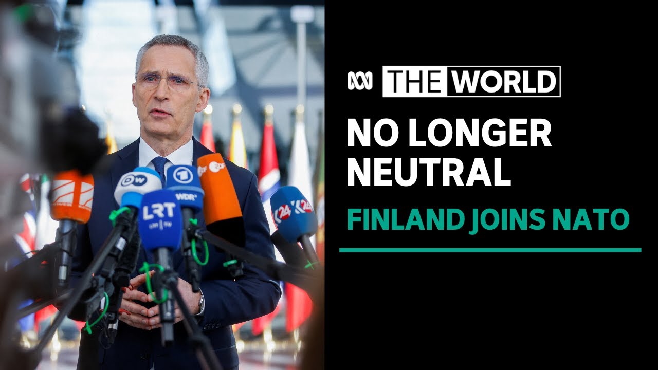 Finland officially becomes a member of NATO, doubling the military alliance's border with Russia