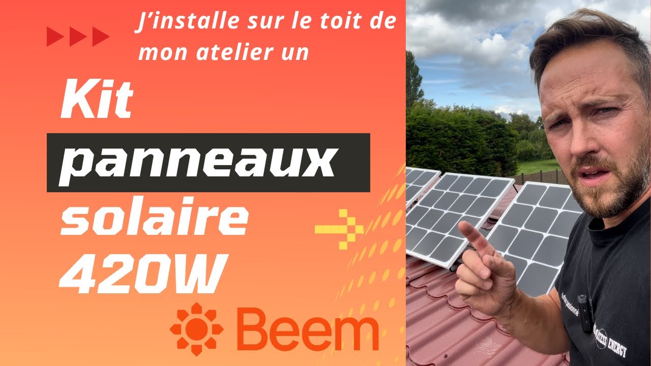 Kit solaire BEEM 420W  Je linstalle sur le toit de mon atelier pour le rendre autonome en elec