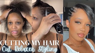 I CUT MY OWN HAIR! Pixie Cut, Relaxer & Styling