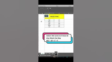 Freeze Pane Shortcut Key