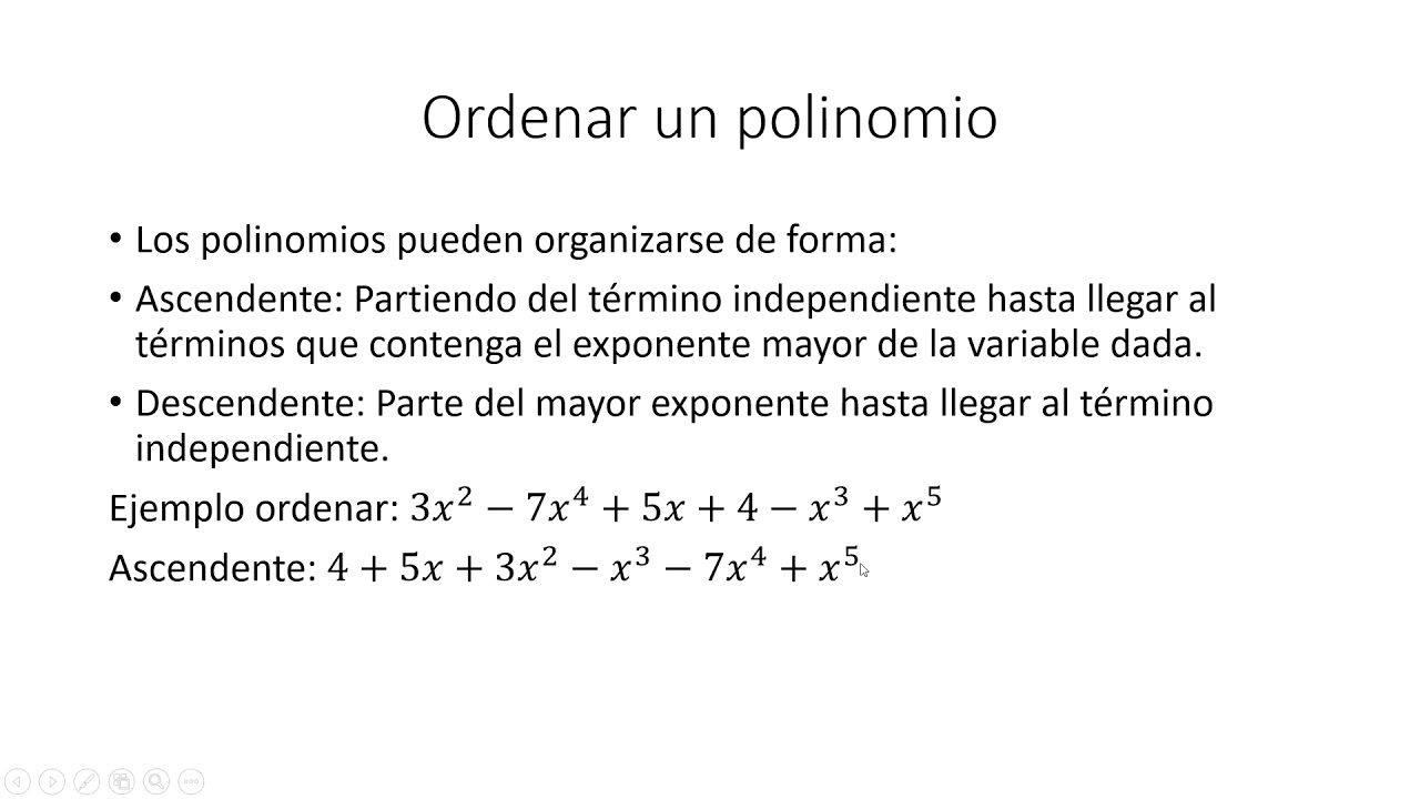 Polinomio Parte 4 Ordenar Polinomios Youtube