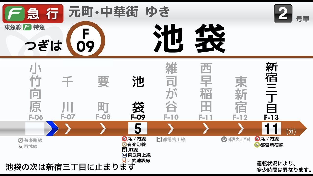 高画質【LCD再現】Fライナー (東武東上線・東京メトロ副都心線・東急東横線・みなとみらい線)森林公園〜元町中華街