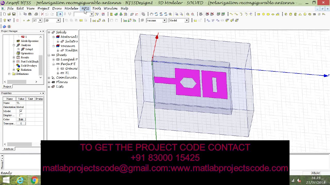 Hfss design for High gain microstrip patch antenna, with PBG substrate and PBG cover