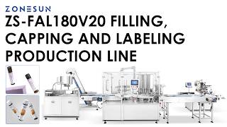 Zonesun Zs-Fal180V20 Automatic Tube-Shaped Bottle Filling Capping Labeling Coding Production Line