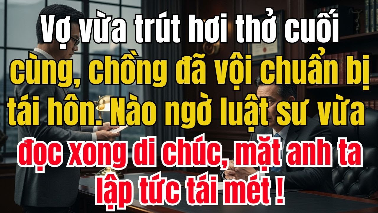 Vợ vừa trút hơi thở cuối cùng, chồng đã vội chuẩn bị tái hôn. Nào ngờ luật sư vừa đọc xong di chúc