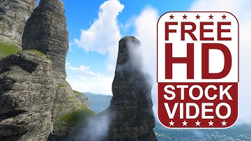 Free Stock Videos – rocky cliffs mountains and sea with volume clouds passing through 3D animation