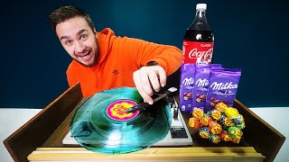 картинка: БУДЕТ ЛИ ИГРАТЬ МУЗЫКАЛЬНАЯ ПЛАСТИНКА ИЗ КОНФЕТ, КОЛЫ, ШОКОЛАДА?