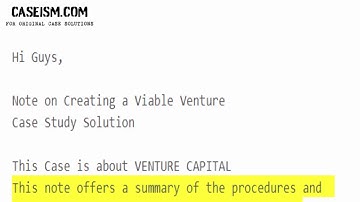 Note on Creating a Viable Venture Case Study Help - Caseism.com
